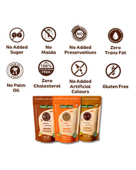 Natural Laddoo Triple Yum Trio - Hazelnut Chocolate Laddoos, Orange Cashew Laddoos & Flax Seeds Chocolate Laddoos - 540g