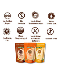 Natural Laddoos Triple Yum Trio - Hazelnut Chocolate Laddoos, Orange Cashew Laddoos & Mix Dry Fruits Laddoos - 540g