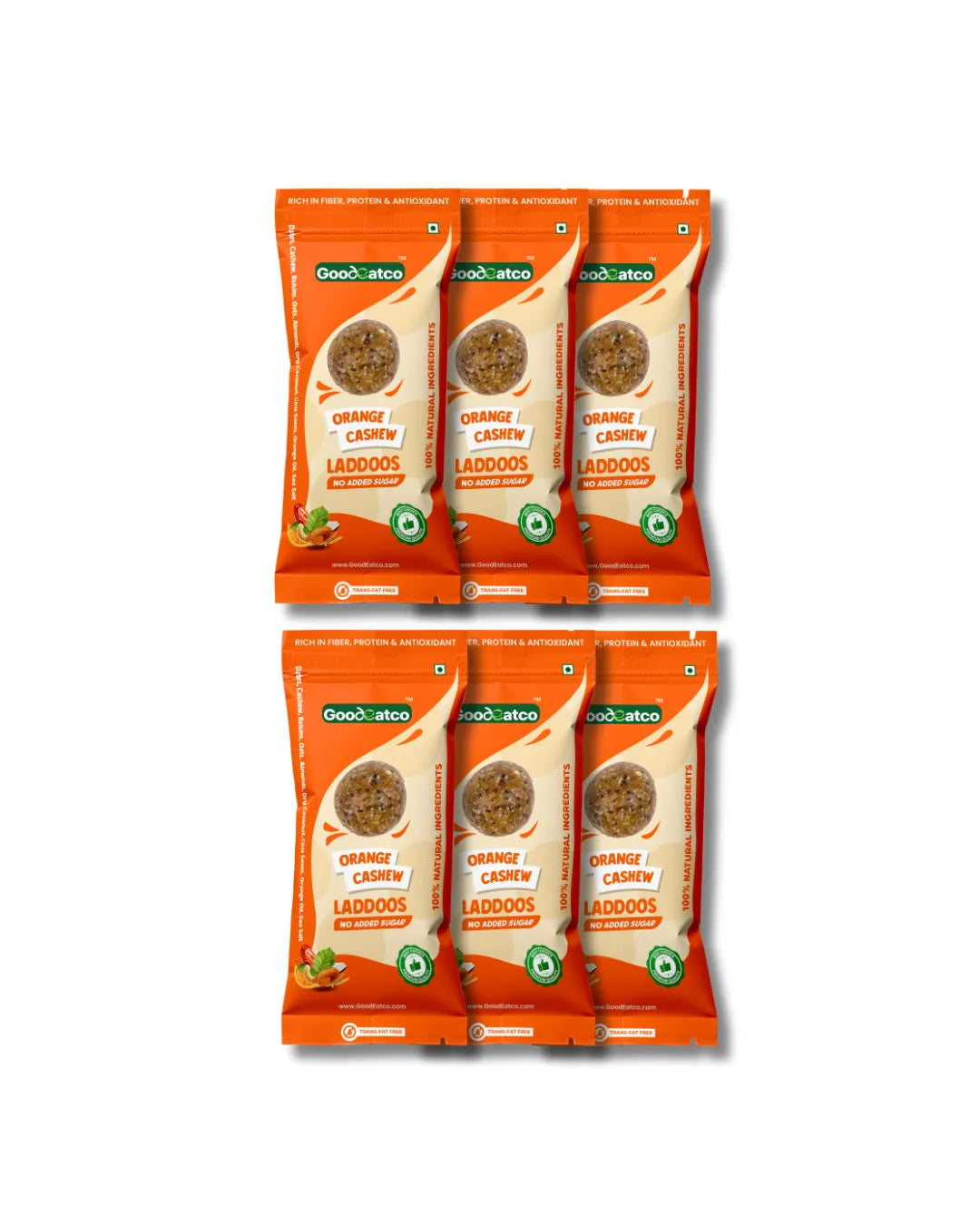 Orange Cashew Laddoos  - 240g - No Added Sugar